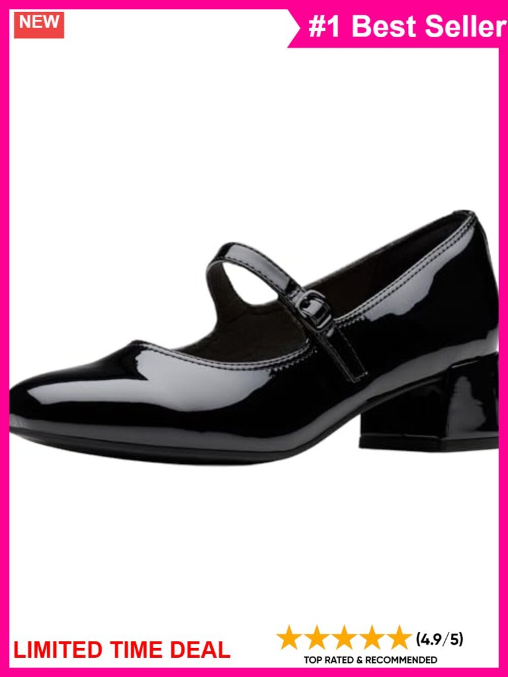 Genuine Leather Mary Jane Block Heel Pump Square Toe Semi Formal
